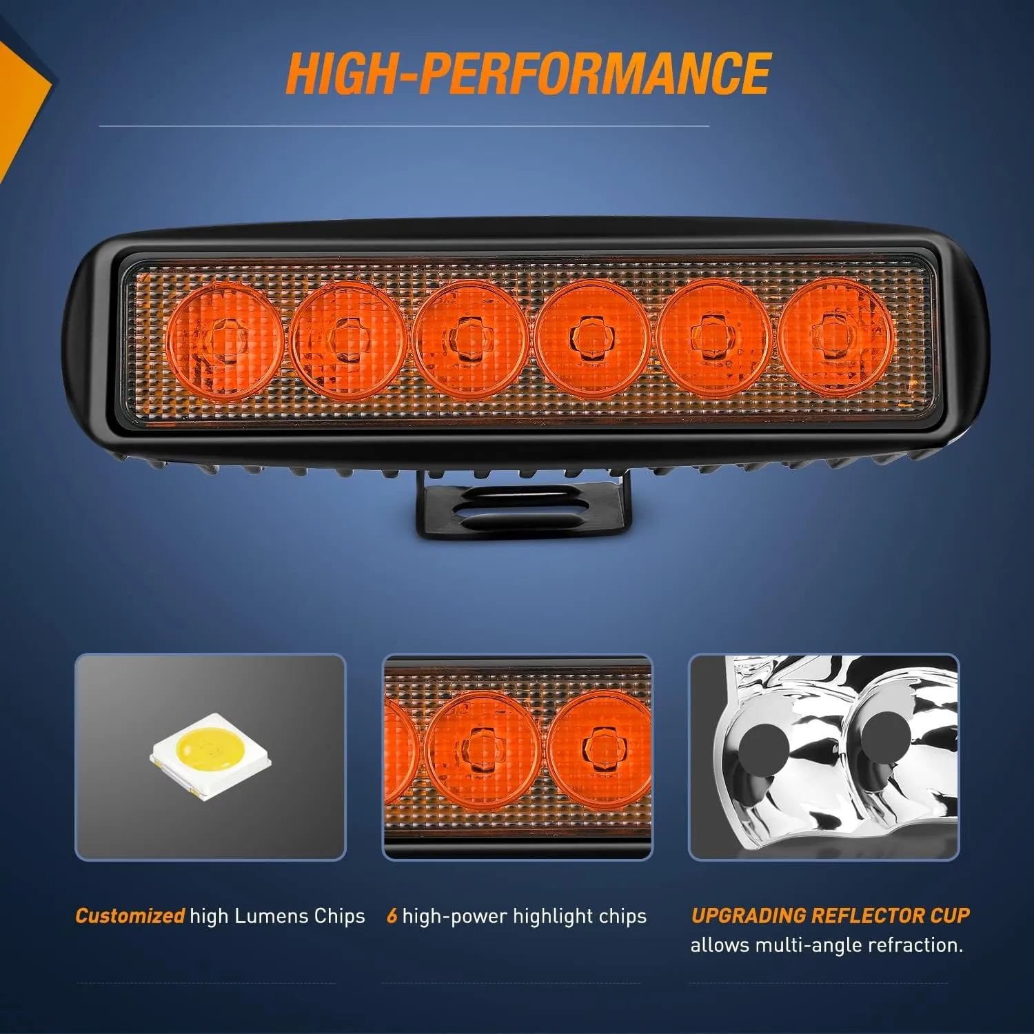 6 Inch 18W Amber White Spot LED Work Lights (Pair)