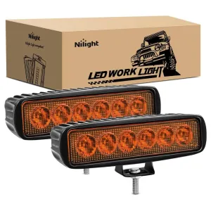 6 Inch 18W Amber White Spot LED Work Lights (Pair)