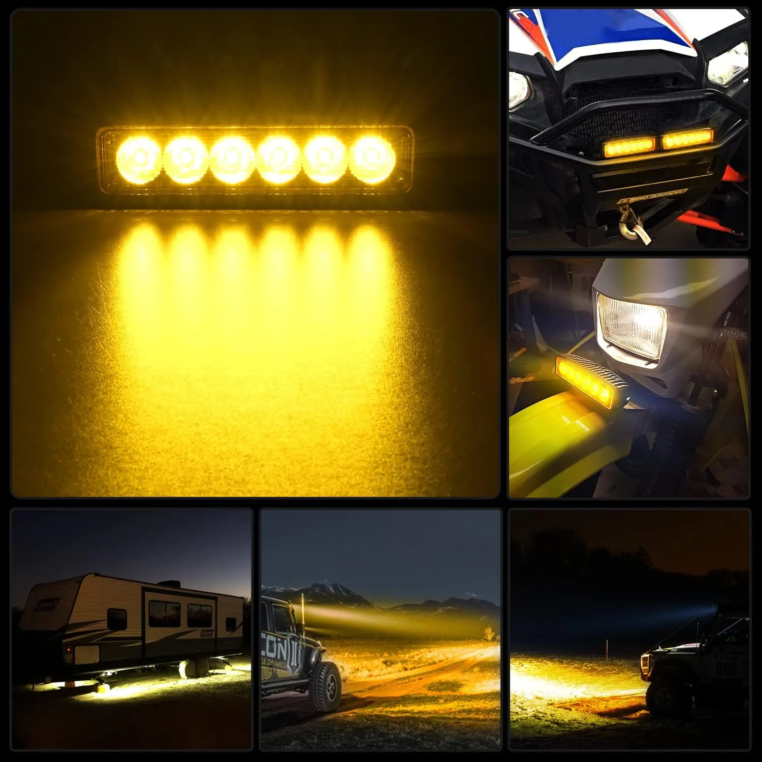 6 Inch 18W Amber White Spot LED Work Lights (Pair)