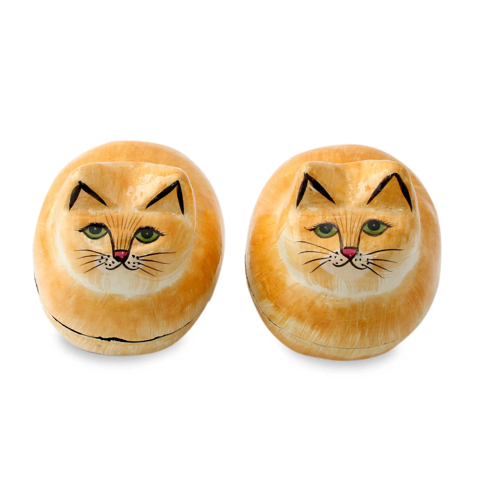Artisan Crafted Decorative Papier Mache Cat Boxes - Charismatic Cats | NOVICA
