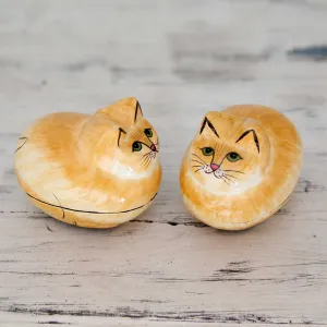 Artisan Crafted Decorative Papier Mache Cat Boxes - Charismatic Cats | NOVICA