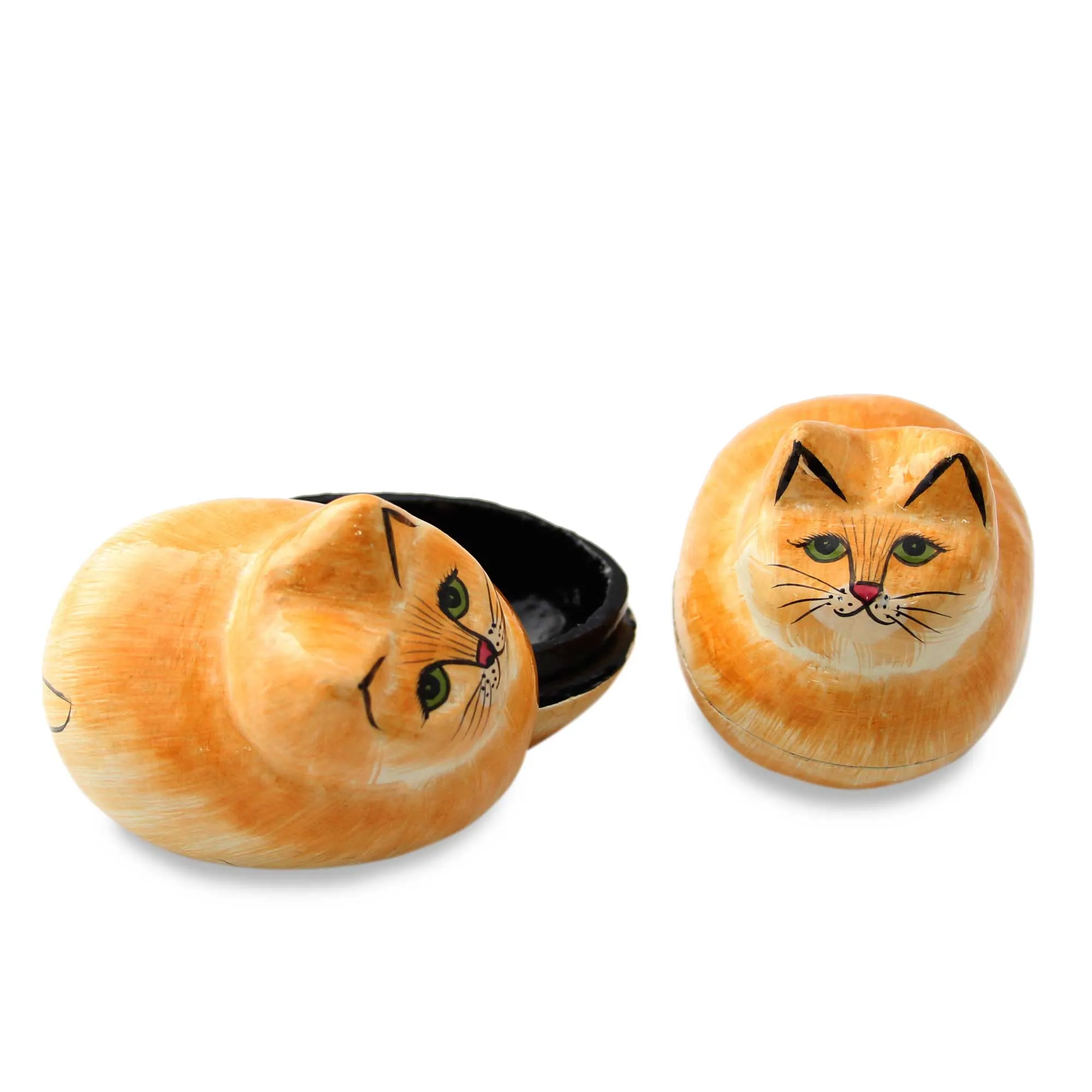 Artisan Crafted Decorative Papier Mache Cat Boxes - Charismatic Cats | NOVICA