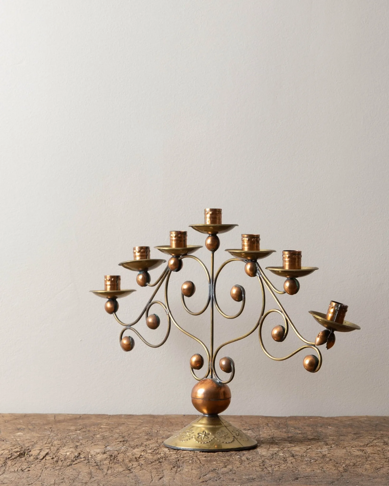 Brass   Copper Mexican Candelabra