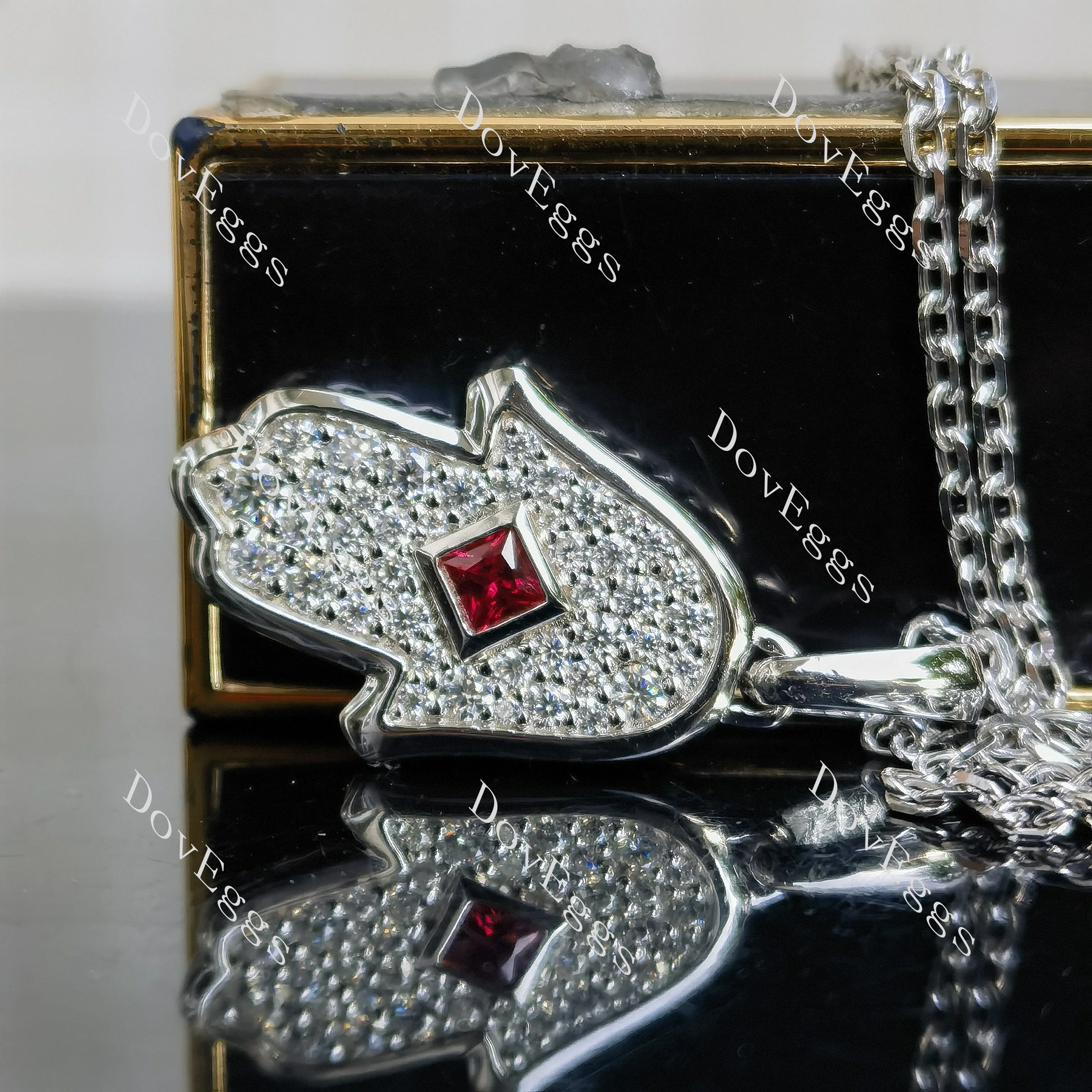 Doveggs princess colored gem/lab grown diamond pendant necklace (pendant only)