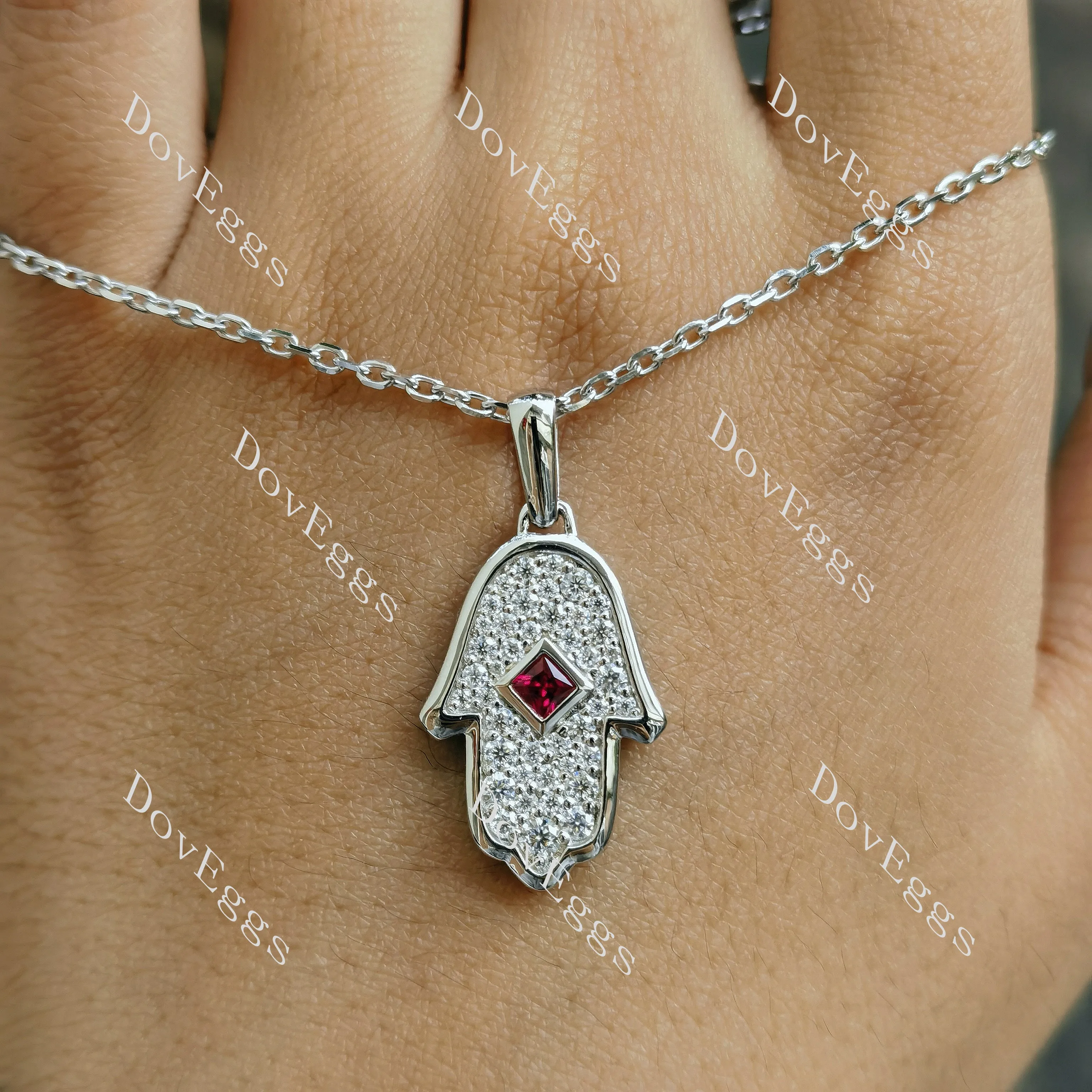Doveggs princess colored gem/lab grown diamond pendant necklace (pendant only)