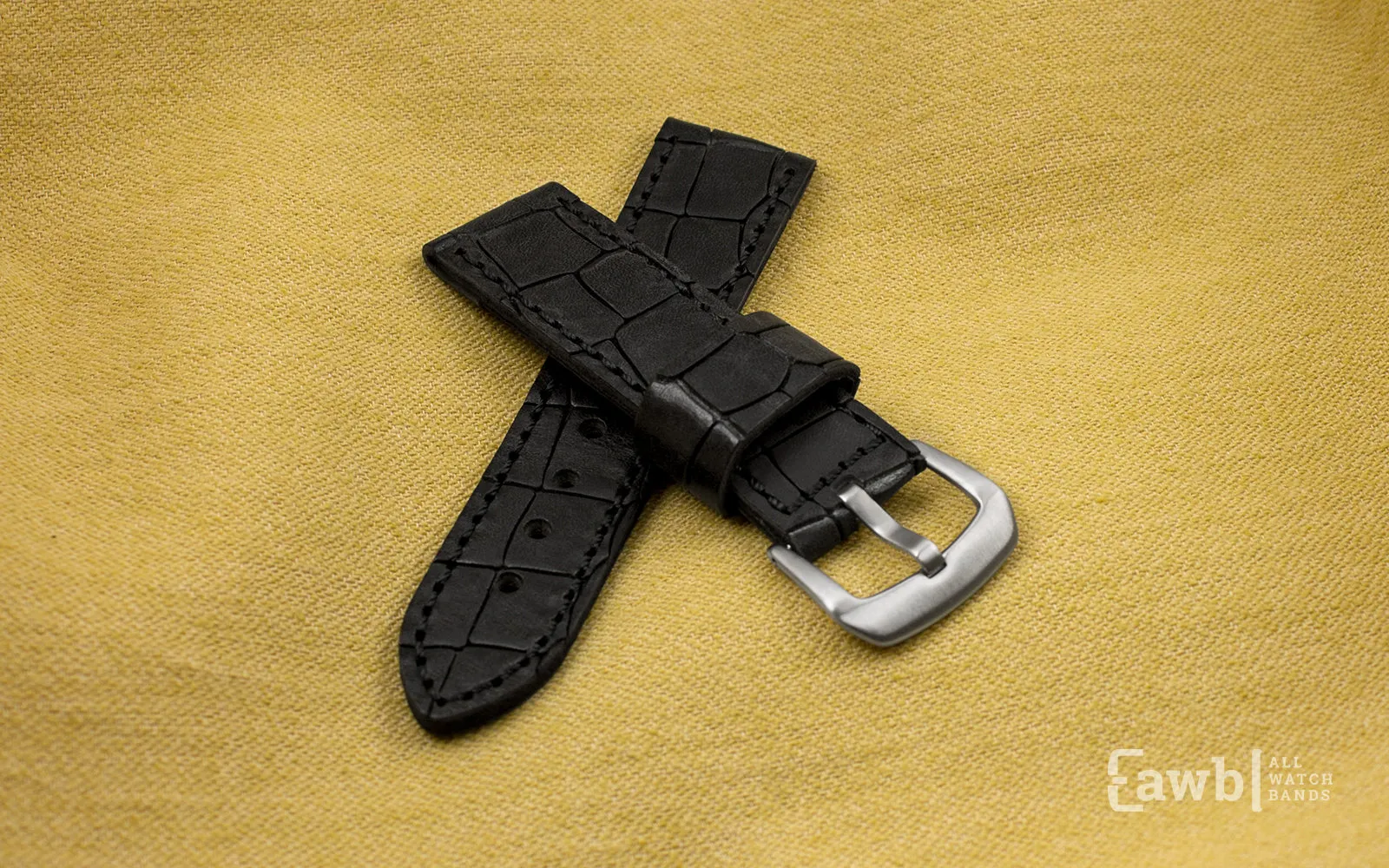 Hadley-Roma Men's Black Oil-Tanned Heavy Genuine Leather Watch Strap
