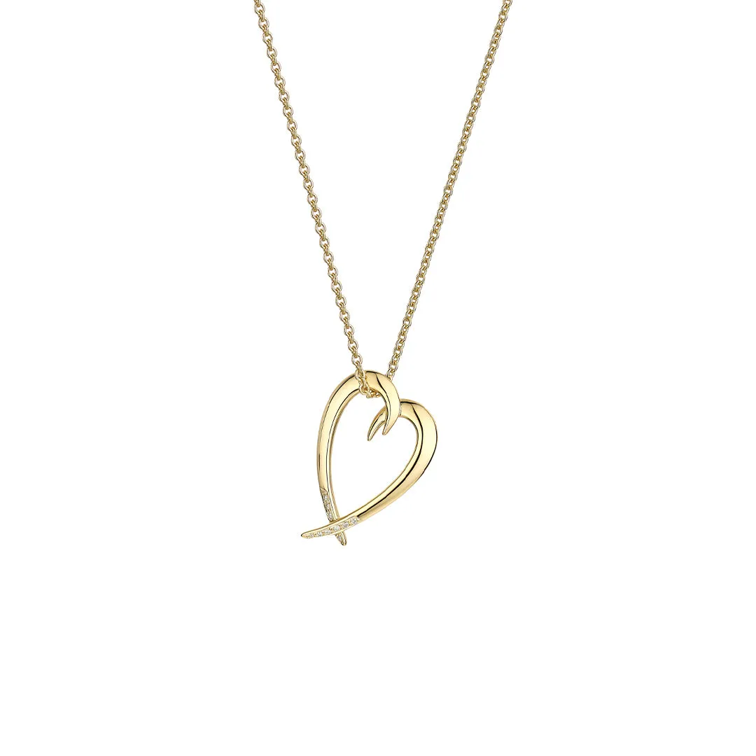 Hook Heart Pendant - Yellow Gold Vermeil & Diamond