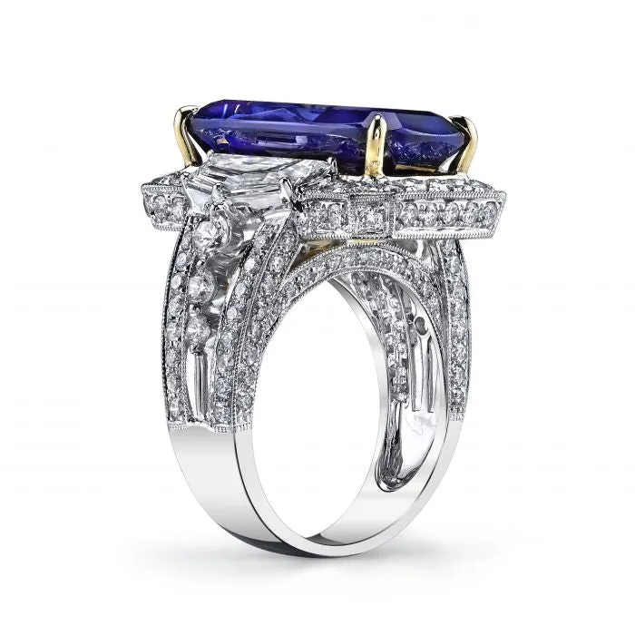 Magnificient Tanzanite Diamond Gold Ring