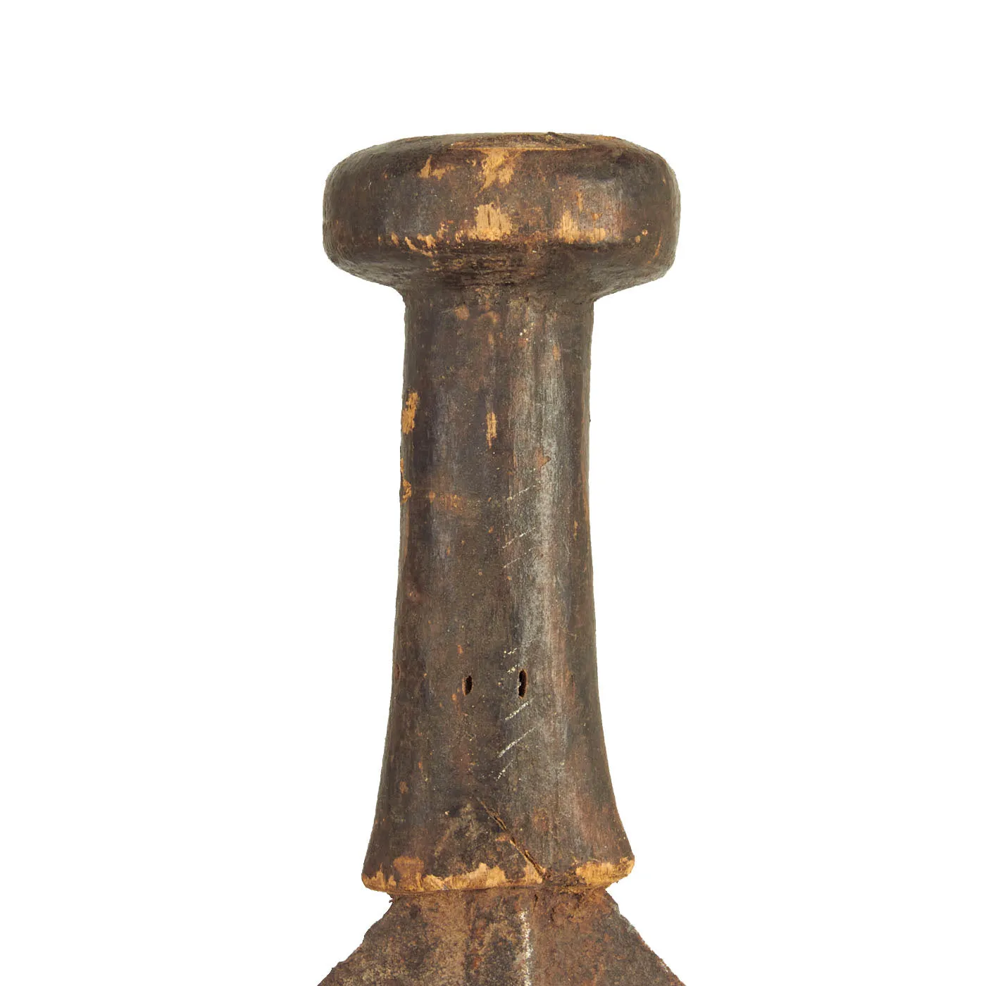 Original Central African 19th Century Mangbetu Tribe Trumbash Throwing Knife and Sape Dagger / Short Sword Lot - 2 items