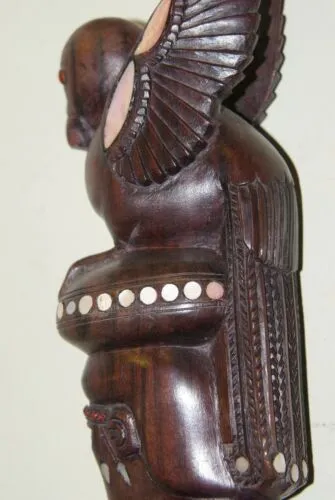 SOLD Museum quality Cannibal Warrior Head Hunter Rosewood statuette effigy mother pearl oceanic art