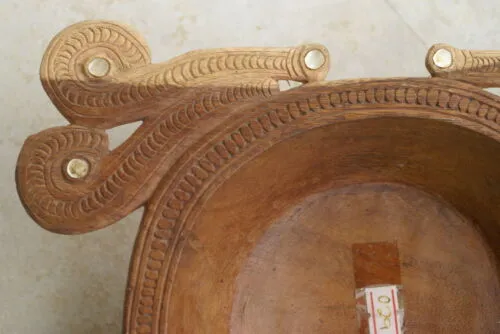 TWO (2) 11X9 & 8X3” STUNNING UNIQUE HAND CARVED KWILA WOOD  CARVED MASTERPIECES PLATTER DISH BOWLS WITH MOTHER OF PEARL INSERTS & DELICATE LACY BORDERS BY RENOWNED SCULPTOR TROBRIANDS ISLANDS SOUTH PACIFIC MELANESIA 2A30 & 2A10