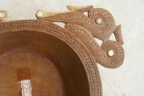 TWO (2) 11X9 & 8X3” STUNNING UNIQUE HAND CARVED KWILA WOOD  CARVED MASTERPIECES PLATTER DISH BOWLS WITH MOTHER OF PEARL INSERTS & DELICATE LACY BORDERS BY RENOWNED SCULPTOR TROBRIANDS ISLANDS SOUTH PACIFIC MELANESIA 2A30 & 2A10