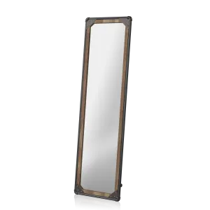 Whittaker Sand Black Pipe Metal and Wood Frame Free-standing Mirror